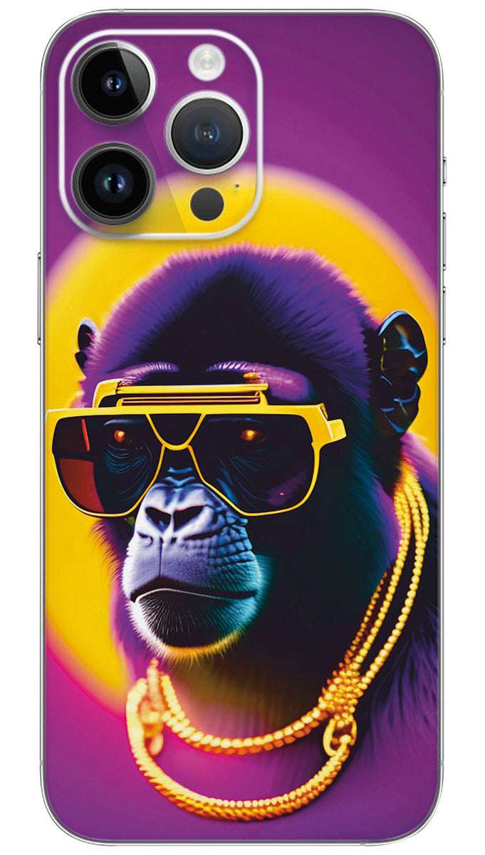 Monkey With Neon Mobile Skin Wrap
