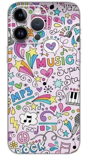 Music Doodle art pattern  Mobile Skin Wrap