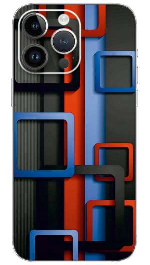 Red Blue And Black Box abstract pattern Mobile Skin Wrap