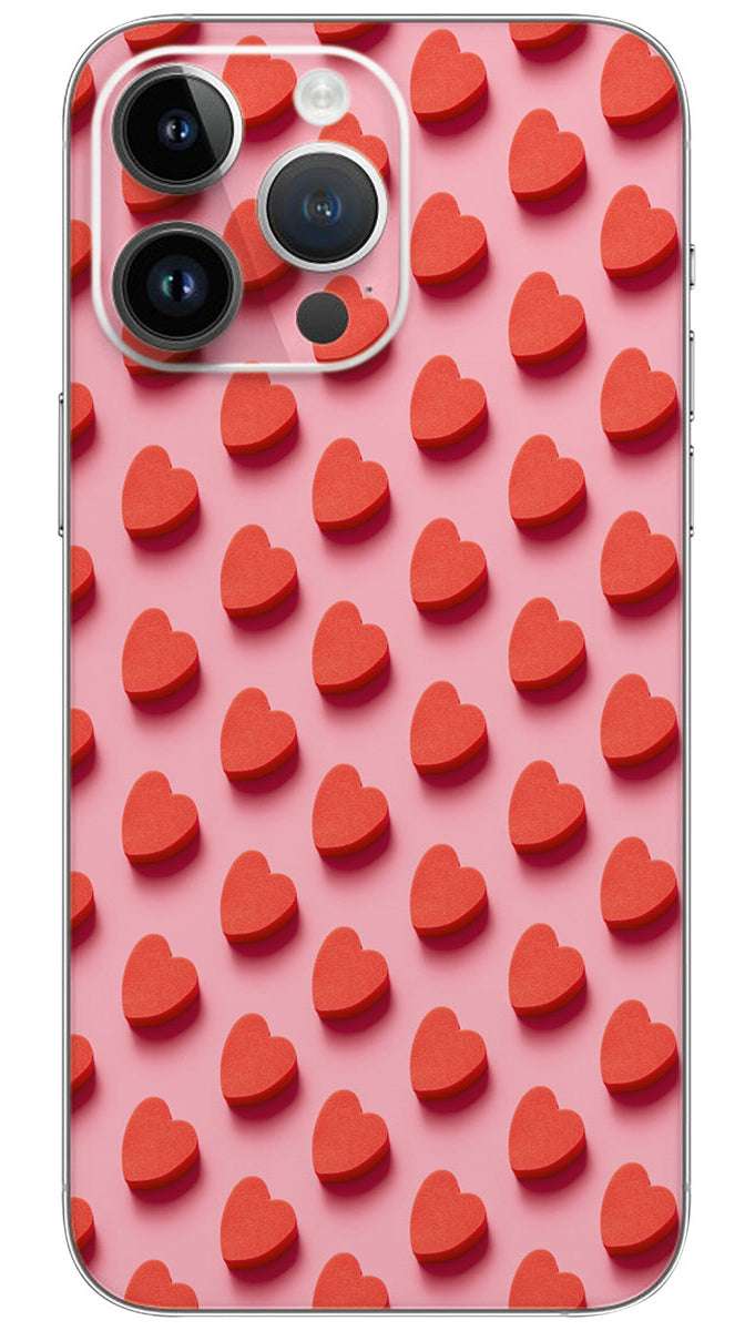 Red Hearts on Pink Mobile Skin Wrap