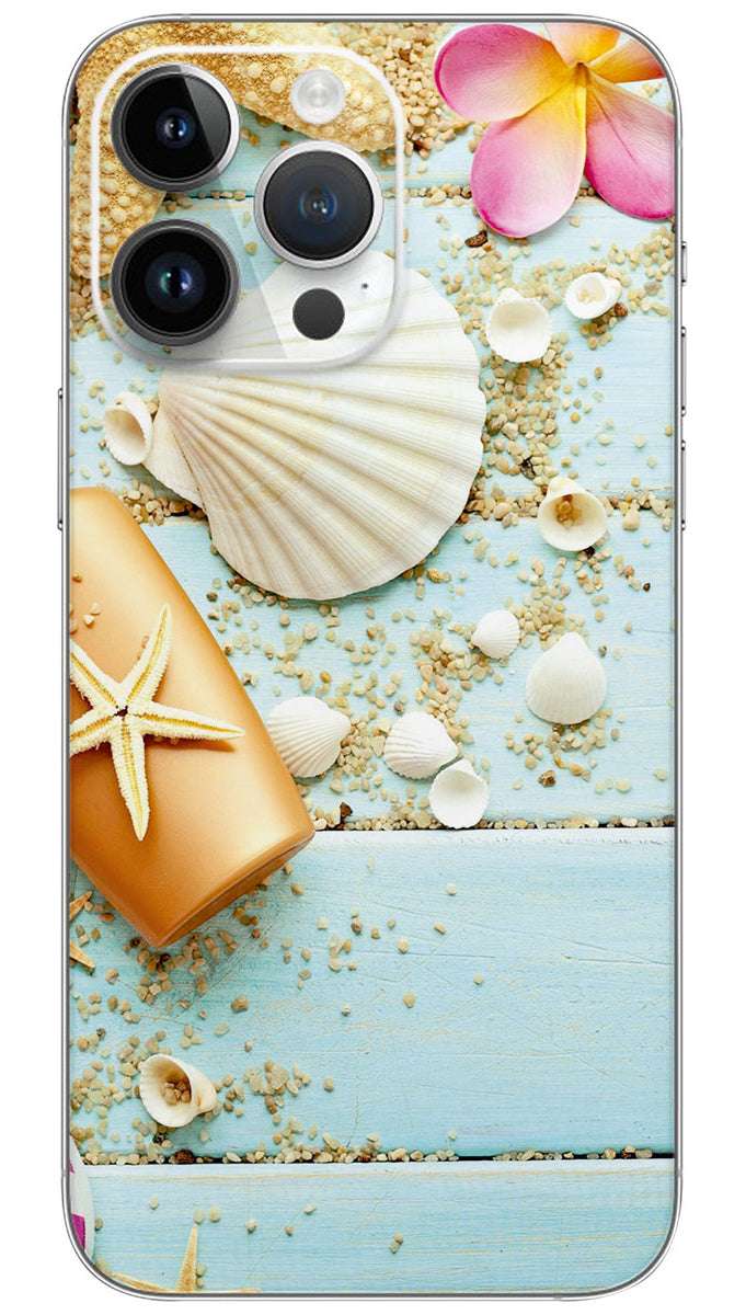 Shells Starfish On Sea Shore Bath Mobile Skin Wrap