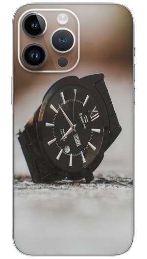 Silver Round Analog watch Mobile Skin Wrap