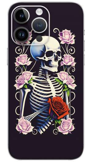 Skeleton Holding Roses Mobile Skin Wrap