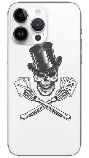 Skull In Cylinder Hat Playing Cards Mobile Skin Wrap