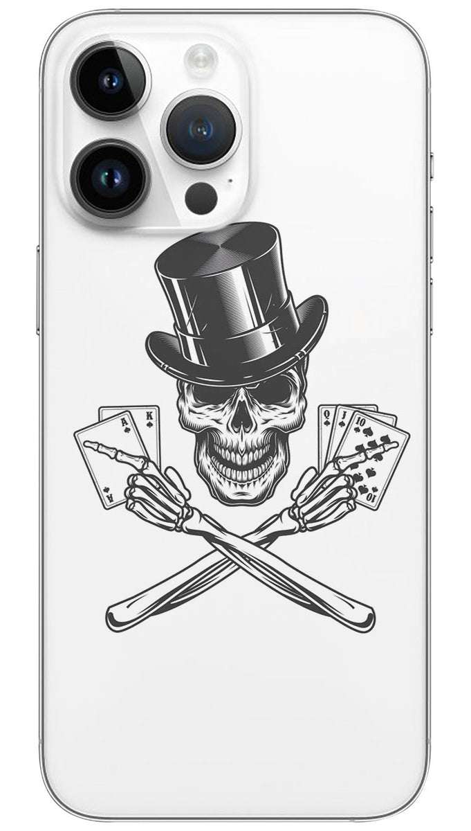 Skull In Cylinder Hat Playing Cards Mobile Skin Wrap