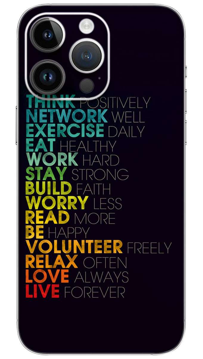 Think Positively Network Well Exercise Daily  quotes Mobile Skin Wrap