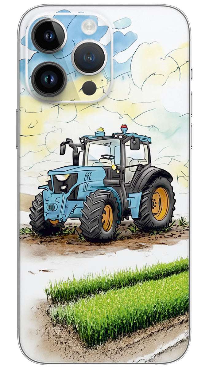 Watercolor Farm Tractor Illustration  Mobile Skin Wrap