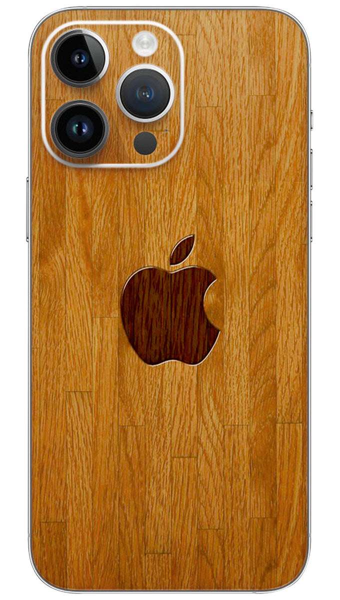 Wooden background apple logo design  Mobile Skin Wrap