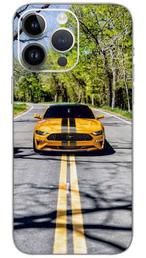 Yellow color Ford Mustang car Mobile Skin Wrap