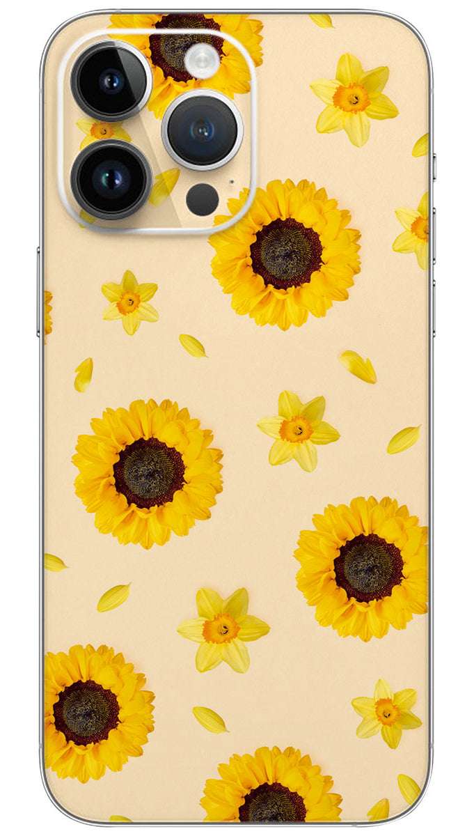 Yellow flowers frame pattern Mobile Skin Wrap