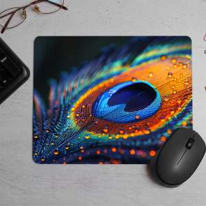 Abstract Peacock Stock Printed Mouse Pad