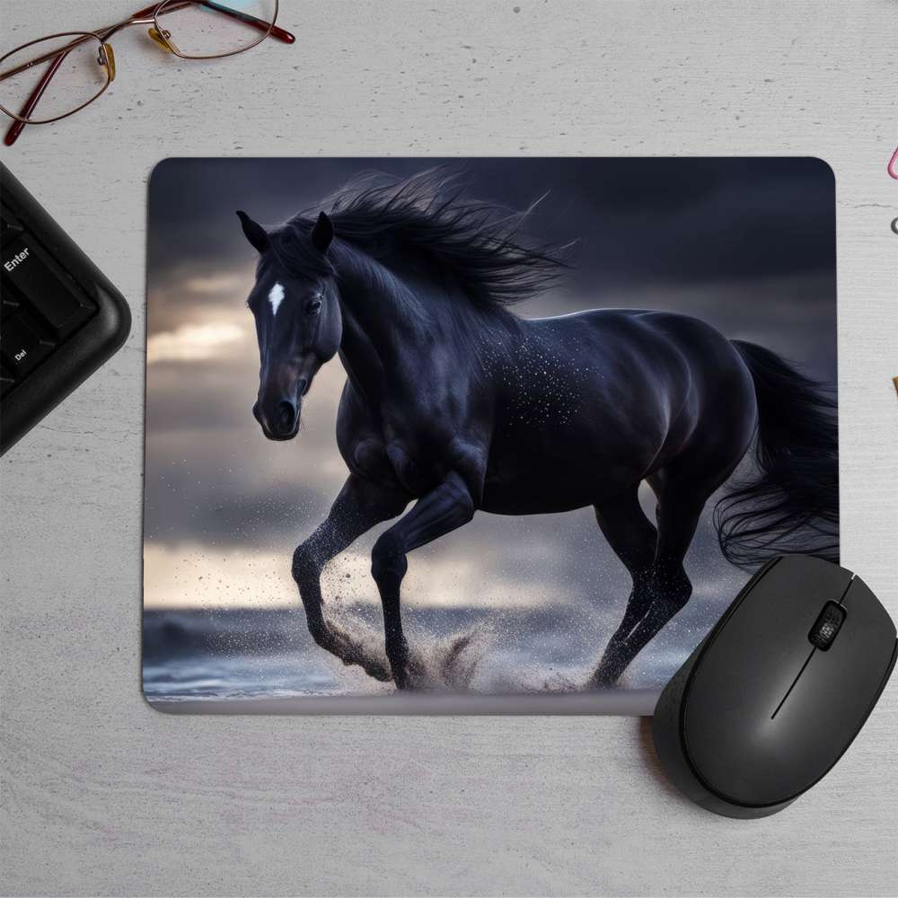 Black Horse Printed Mouse Pad