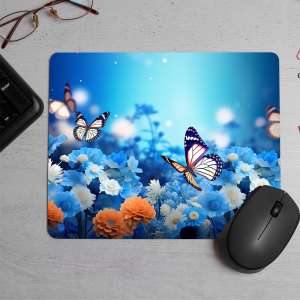 Blue Butterfly Printed Mouse Pad