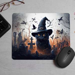 Cat Halloween background Printed Mouse Pad
