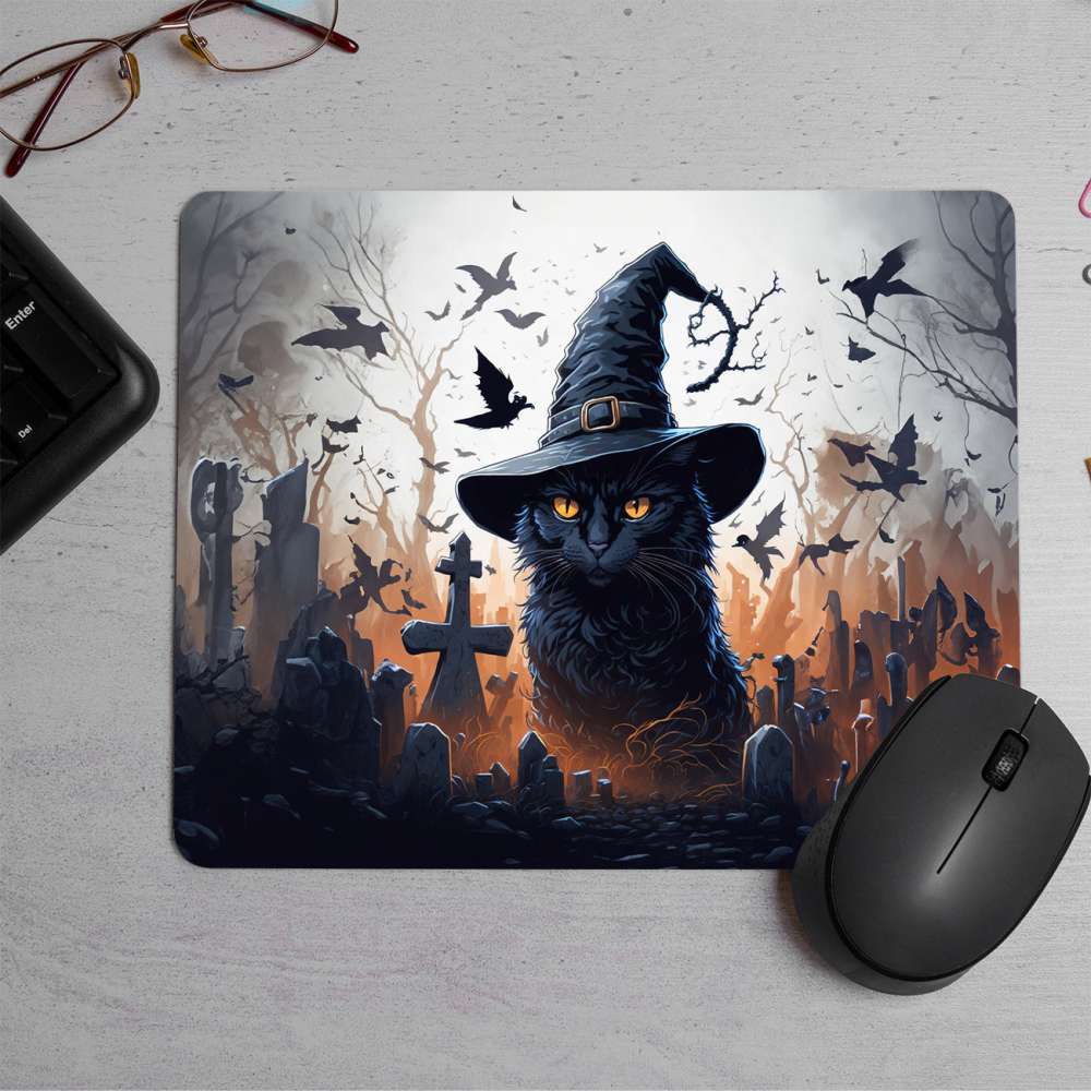 Cat Halloween background Printed Mouse Pad