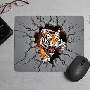 Ferocious Tiger Face Printed Mouse Pad