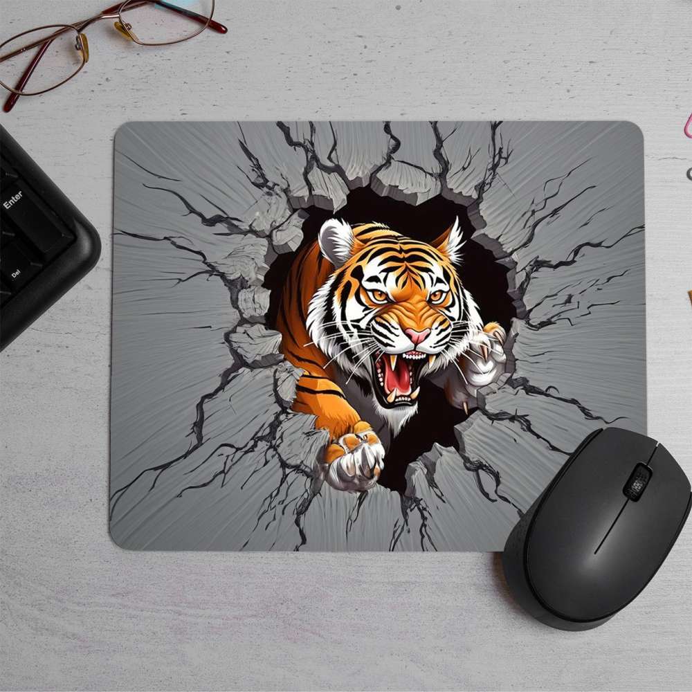Ferocious Tiger Face Printed Mouse Pad