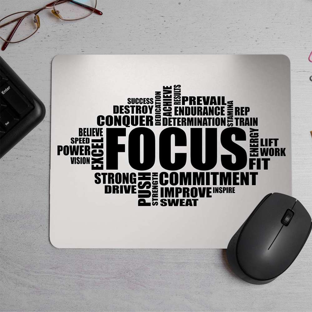 FOCUS word cloud quotes Printed Mouse Pad