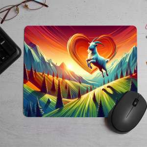 Funny cartoonish goat jump Printed Mouse Pad