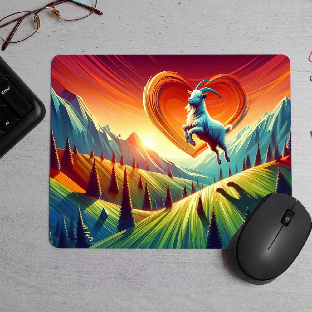 Funny cartoonish goat jump Printed Mouse Pad