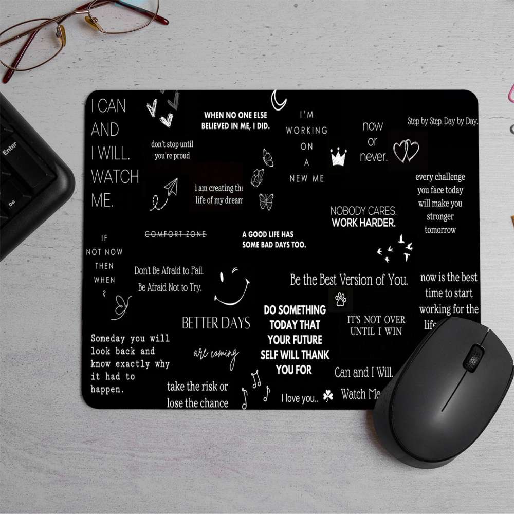 Motivational black aesthetic   Printed Mouse Pad