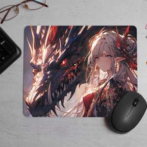 Mythical dragon girl anime Printed Mouse Pad
