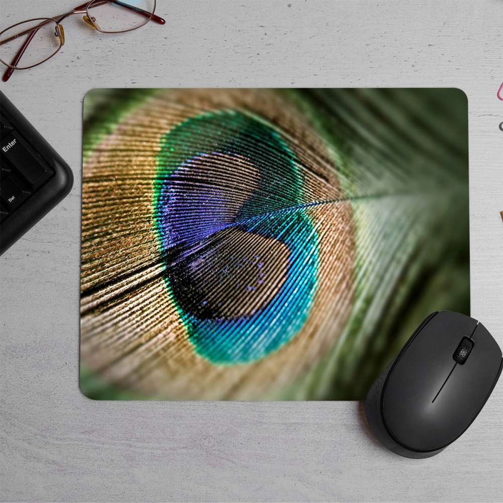 Peacock Feather Printed Mouse Pad