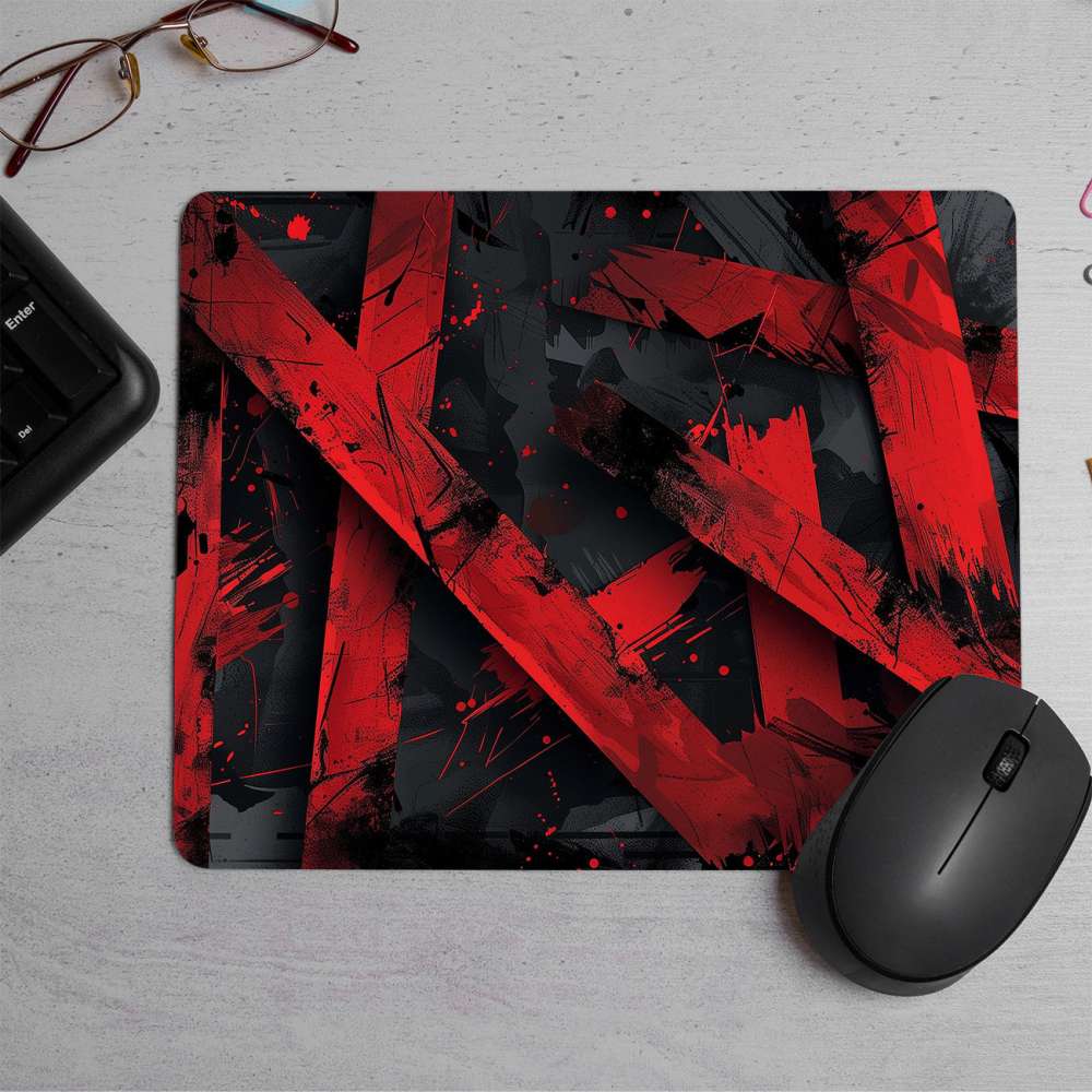 Red Abstract Art Printed Mouse Pad