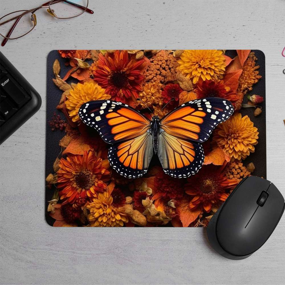 The intricate butterfly patterns on Printed Mouse Pad