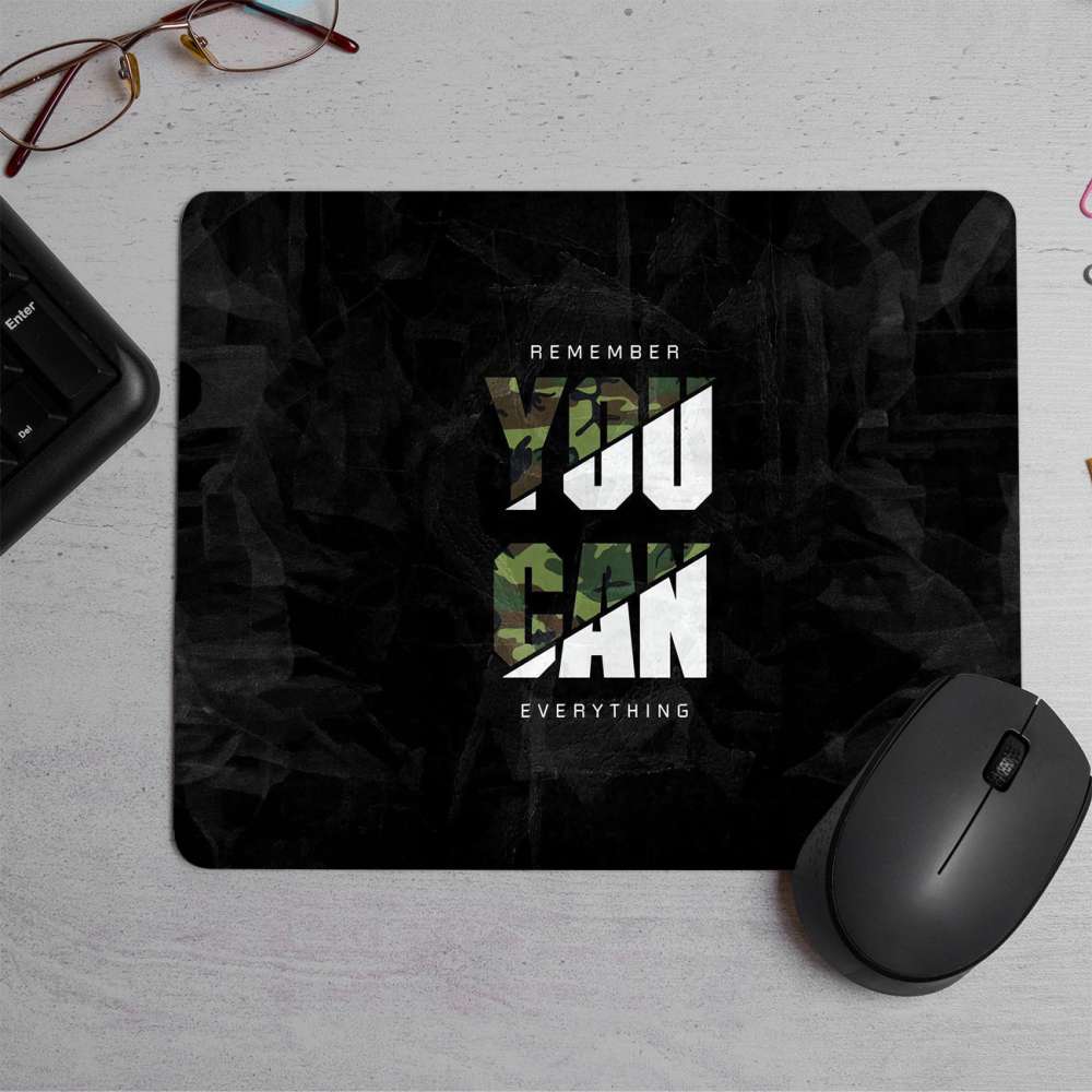 You CAN Funky White Printed Mouse Pad